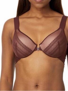 NWT SPANX 36C Front-Closure Illusion Lace Full Coverage Champagne Beige